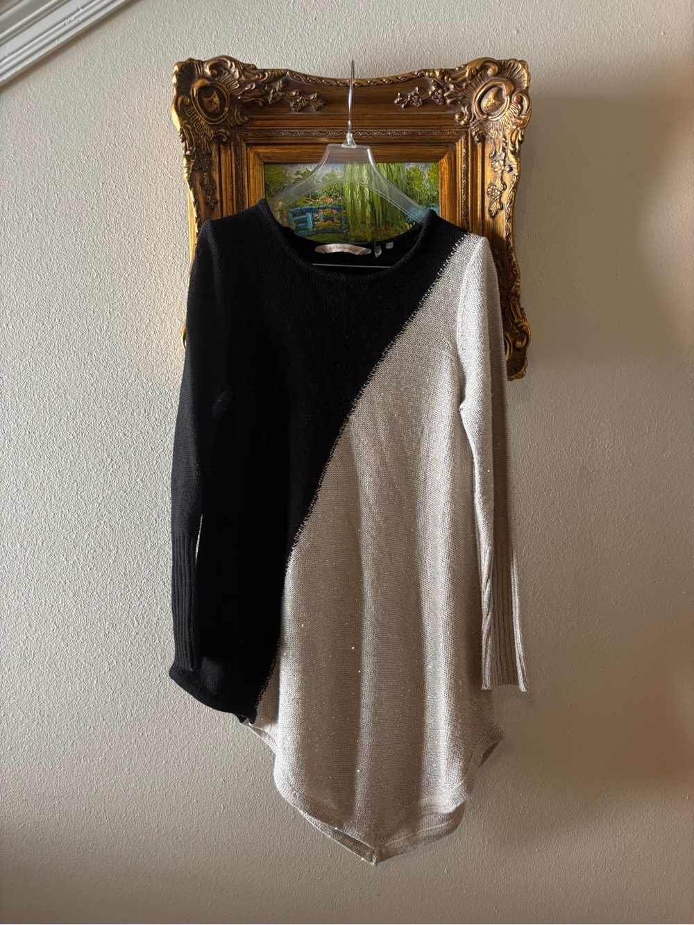 Soft Surroundings Colorblock Sequin Knit Tunic Sweater